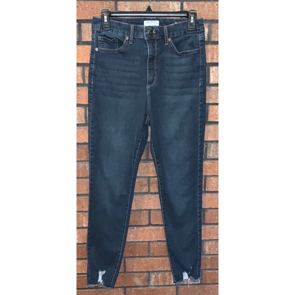 Sofia‎ Jeans by Sofia Vergara Rosa Curvy Ankle Dark Wash Distressed Hem Jeans 8
